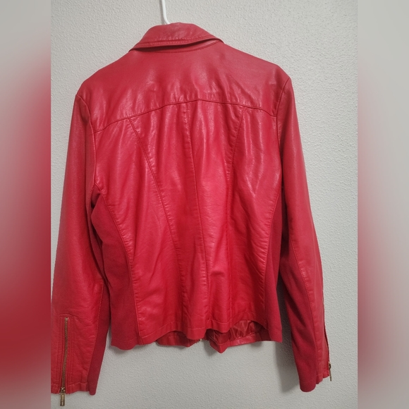 Red Leather Kenneth Cole Reaction Jacket - Picture 4 of 7